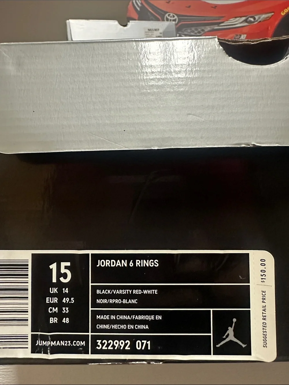 Jordan 6 Rings Black & Red Patent Leather High-Top Sneakers